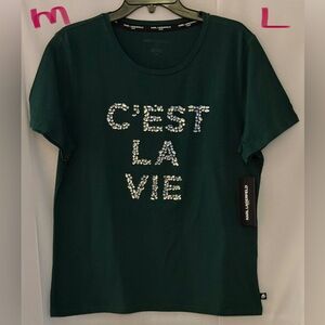 Karl Lagerfeld Dark Green Sequin Tee